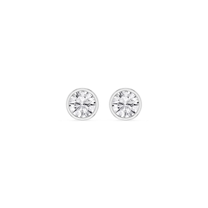 Round Lab Grown Diamond Bezel Set Stud Earrings