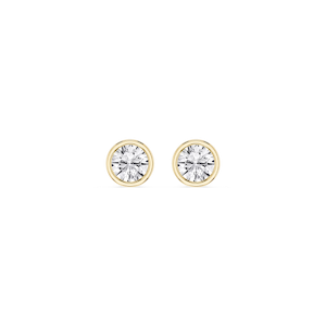 Round Lab Grown Diamond Bezel Set Stud Earrings