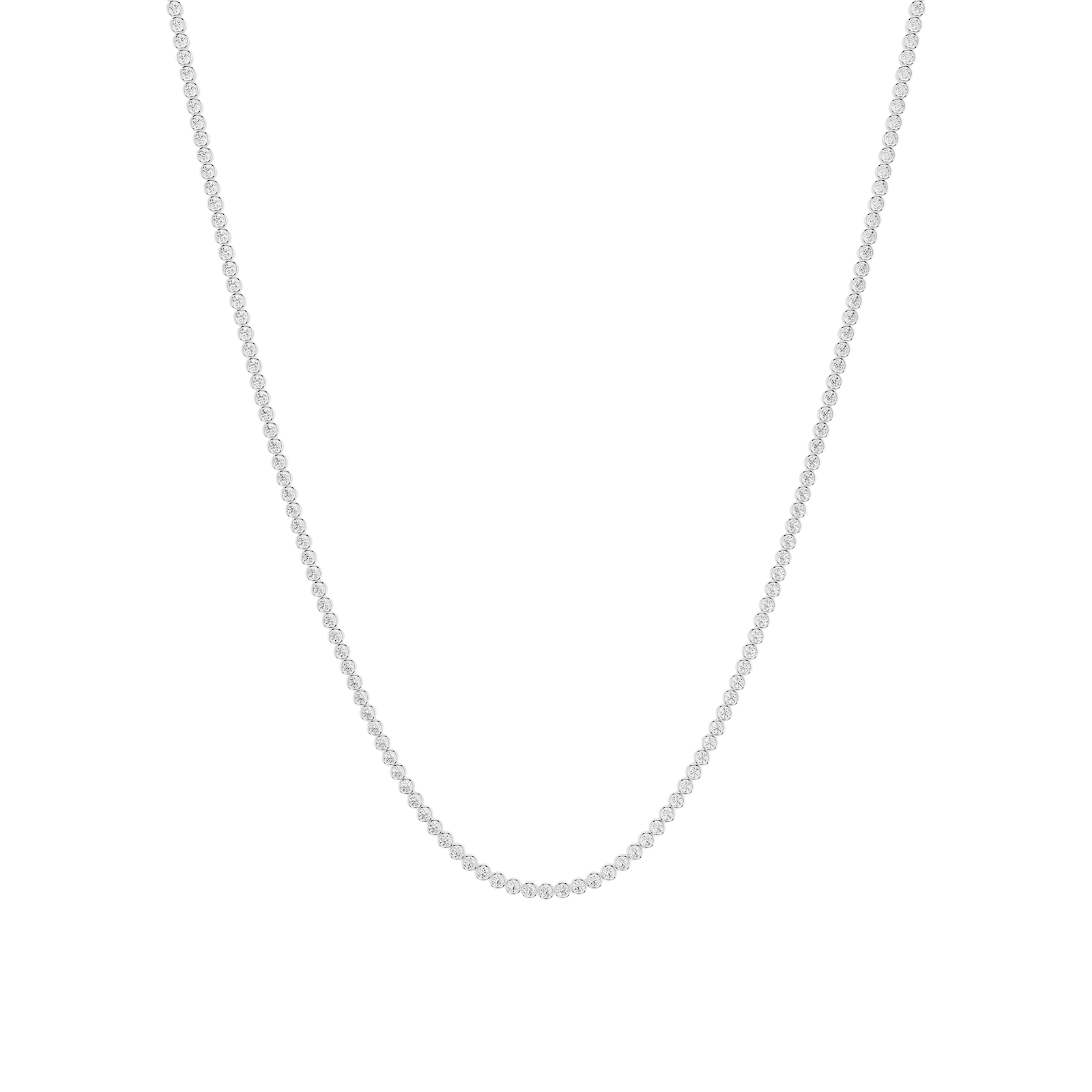 Round Lab Grown Diamond Bezel Tennis Necklace