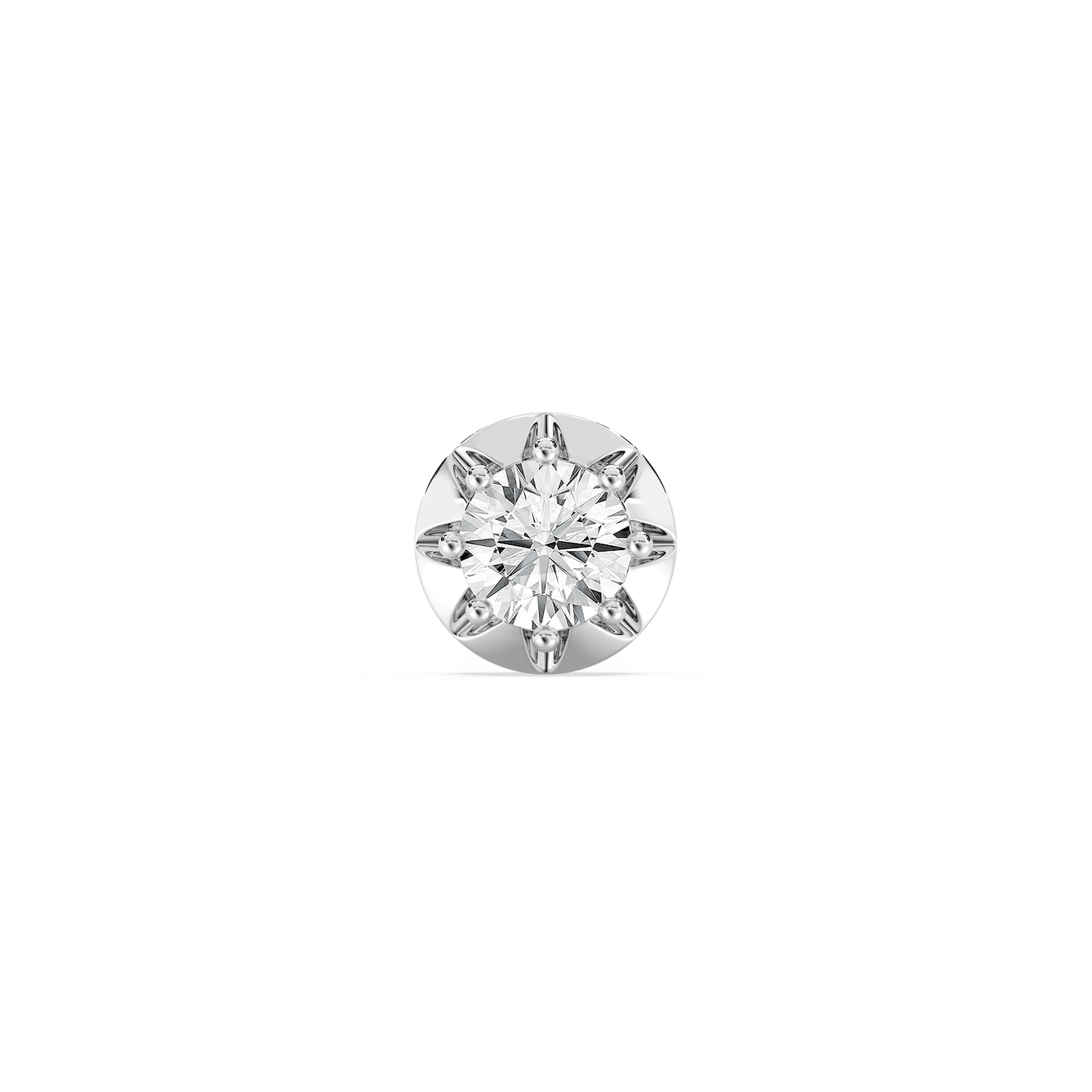 Round Lab Grown Diamond Circular Crown Single Stud Earring