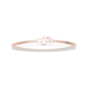 Round Lab Grown Diamond Classic Box Four Prong Tennis Bracelet  - 7 Inches