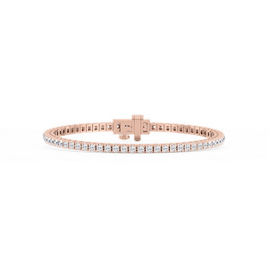 Round Lab Grown Diamond Classic Box Four Prong Tennis Bracelet  - 7 Inches