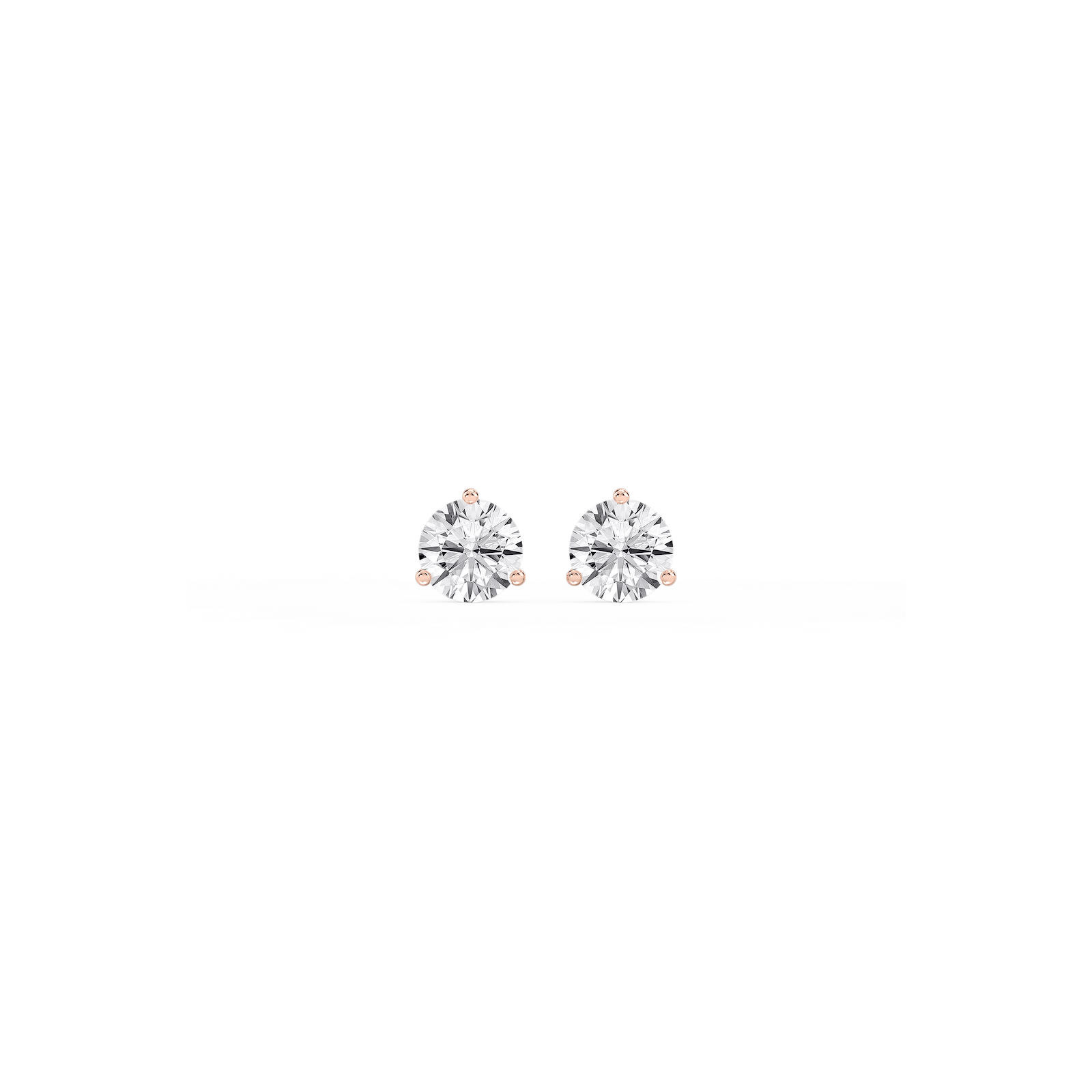 Round Certified Lab Grown Diamond Classic Three Prong Martini Stud Earrings