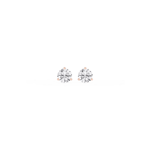Round Lab Grown Diamond Classic Three Prong Martini Stud Earrings