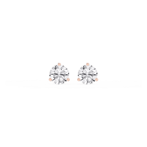 Round Lab Grown Diamond Classic Three Prong Martini Stud Earrings