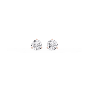 Round Lab Grown Diamond Classic Three Prong Martini Stud Earrings