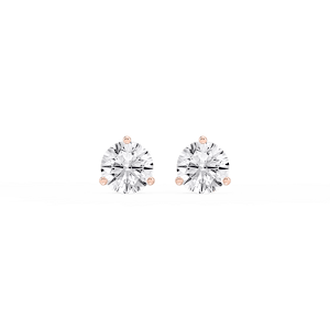 Round Lab Grown Diamond Classic Three Prong Martini Stud Earrings