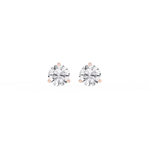 Round Lab Grown Diamond Classic Three Prong Martini Stud Earrings