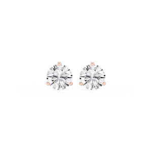 Round Lab Grown Diamond Classic Three Prong Martini Stud Earrings