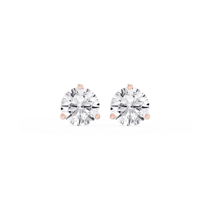 Round Lab Grown Diamond Classic Three Prong Martini Stud Earrings