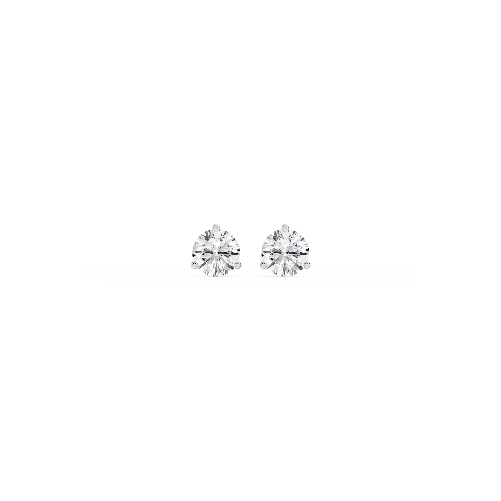 Round Certified Lab Grown Diamond Classic Three Prong Martini Stud Earrings