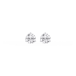 Round Lab Grown Diamond Classic Three Prong Martini Stud Earrings