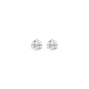 Round Lab Grown Diamond Classic Three Prong Martini Stud Earrings