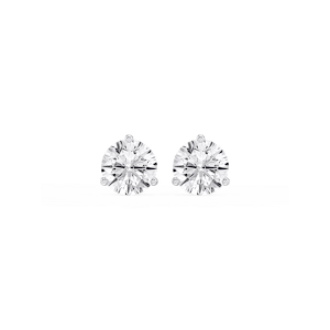 Round Lab Grown Diamond Classic Three Prong Martini Stud Earrings