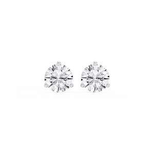 Round Lab Grown Diamond Classic Three Prong Martini Stud Earrings