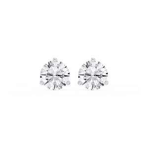 Round Lab Grown Diamond Classic Three Prong Martini Stud Earrings