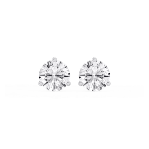 Round Lab Grown Diamond Classic Three Prong Martini Stud Earrings