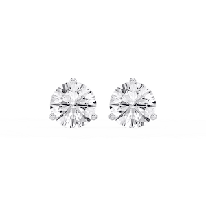 Round Lab Grown Diamond Classic Three Prong Martini Stud Earrings