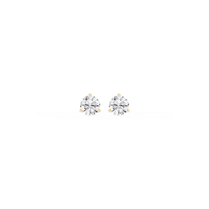 Round Lab Grown Diamond Classic Three Prong Martini Stud Earrings