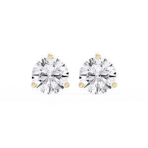 Round Lab Grown Diamond Classic Three Prong Martini Stud Earrings
