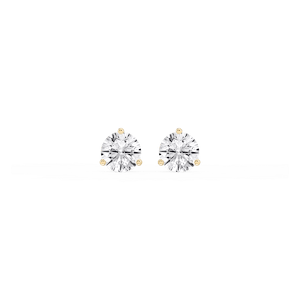 Round Lab Grown Diamond Classic Three Prong Martini Stud Earrings