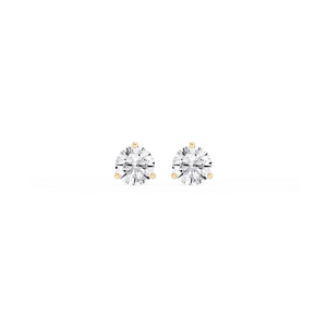 Round Lab Grown Diamond Classic Three Prong Martini Stud Earrings