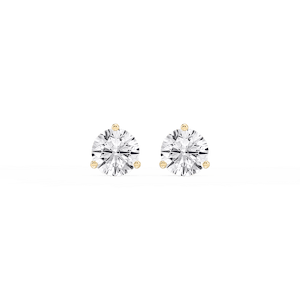Round Lab Grown Diamond Classic Three Prong Martini Stud Earrings