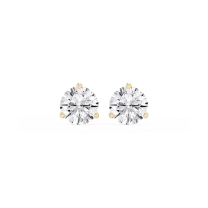 Round Lab Grown Diamond Classic Three Prong Martini Stud Earrings