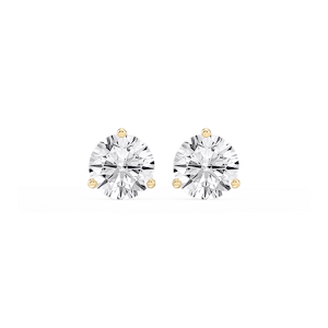 Round Lab Grown Diamond Classic Three Prong Martini Stud Earrings