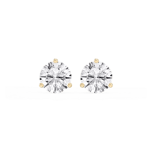 Round Lab Grown Diamond Classic Three Prong Martini Stud Earrings