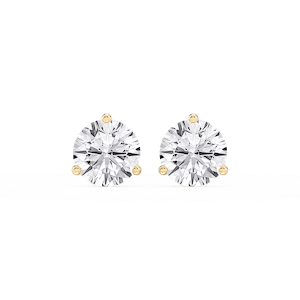Round Lab Grown Diamond Classic Three Prong Martini Stud Earrings