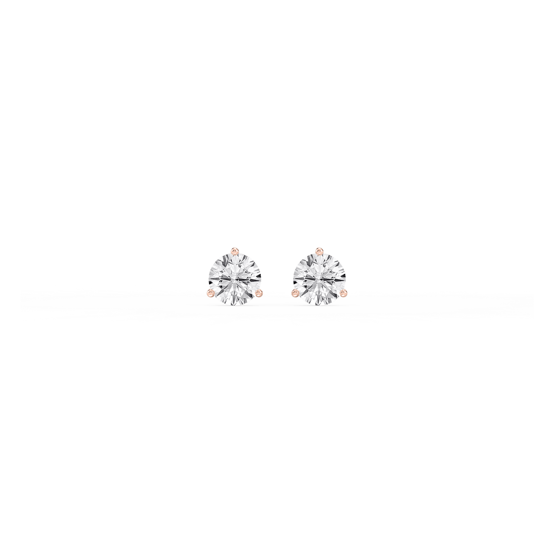 Round Certified Lab Grown Diamond Classic Three Prong Martini Threaded Stud Earrings