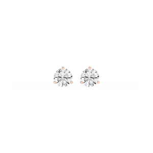 Round Lab Grown Diamond Classic Three Prong Martini Threaded Stud Earrings
