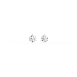 Round Lab Grown Diamond Classic Three Prong Martini Threaded Stud Earrings