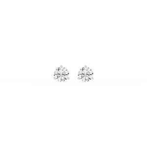 Round Lab Grown Diamond Classic Three Prong Martini Threaded Stud Earrings