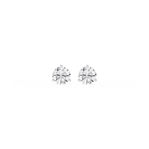 Round Lab Grown Diamond Classic Three Prong Martini Threaded Stud Earrings