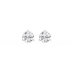 Round Lab Grown Diamond Classic Three Prong Martini Threaded Stud Earrings