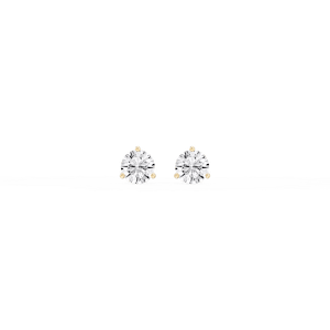 Round Lab Grown Diamond Classic Three Prong Martini Threaded Stud Earrings