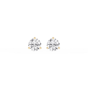 Round Lab Grown Diamond Classic Three Prong Martini Threaded Stud Earrings