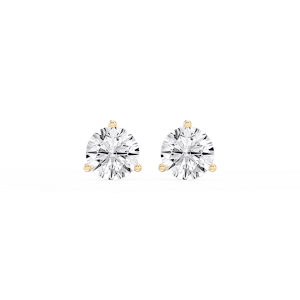 Round Lab Grown Diamond Classic Three Prong Martini Threaded Stud Earrings