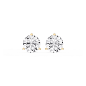 Round Lab Grown Diamond Classic Three Prong Martini Threaded Stud Earrings