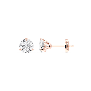 Round Certified Lab Grown Diamond Claw Prong Guardian Back Martini Stud Earrings