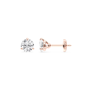 Round Certified Lab Grown Diamond Claw Prong Guardian Back Martini Stud Earrings