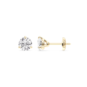 Round Certified Lab Grown Diamond Claw Prong Guardian Back Martini Stud Earrings