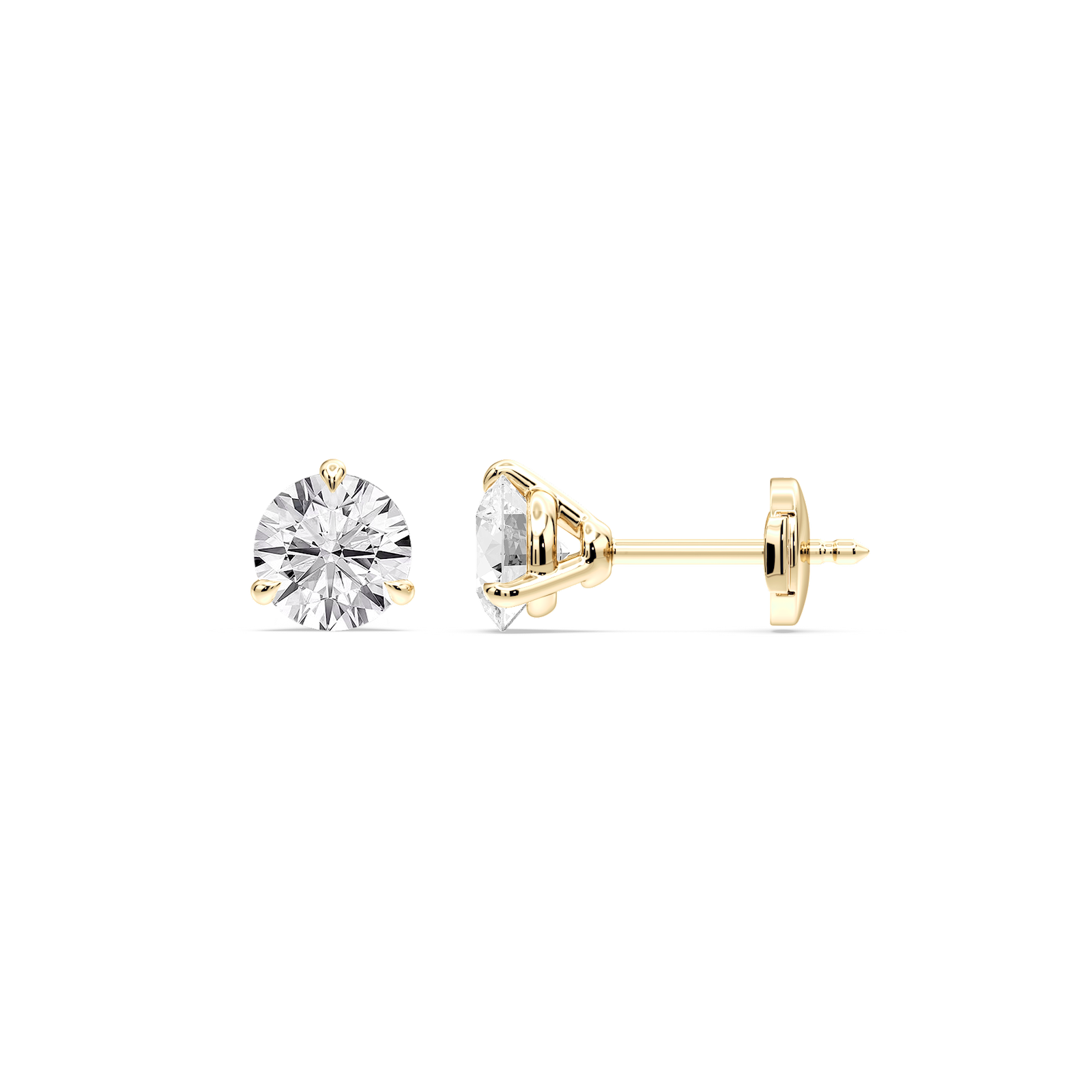 Round Certified Lab Grown Diamond Claw Prong Guardian Back Martini Stud Earrings