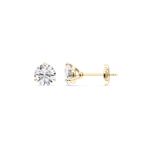 Round Certified Lab Grown Diamond Claw Prong Guardian Back Martini Stud Earrings