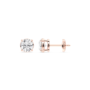 Round Certified Lab Grown Diamond Claw Prong Guardian Back Stud Earrings