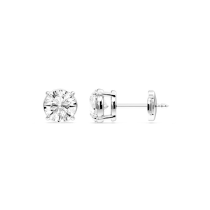 Round Certified Lab Grown Diamond Claw Prong Guardian Back Stud Earrings