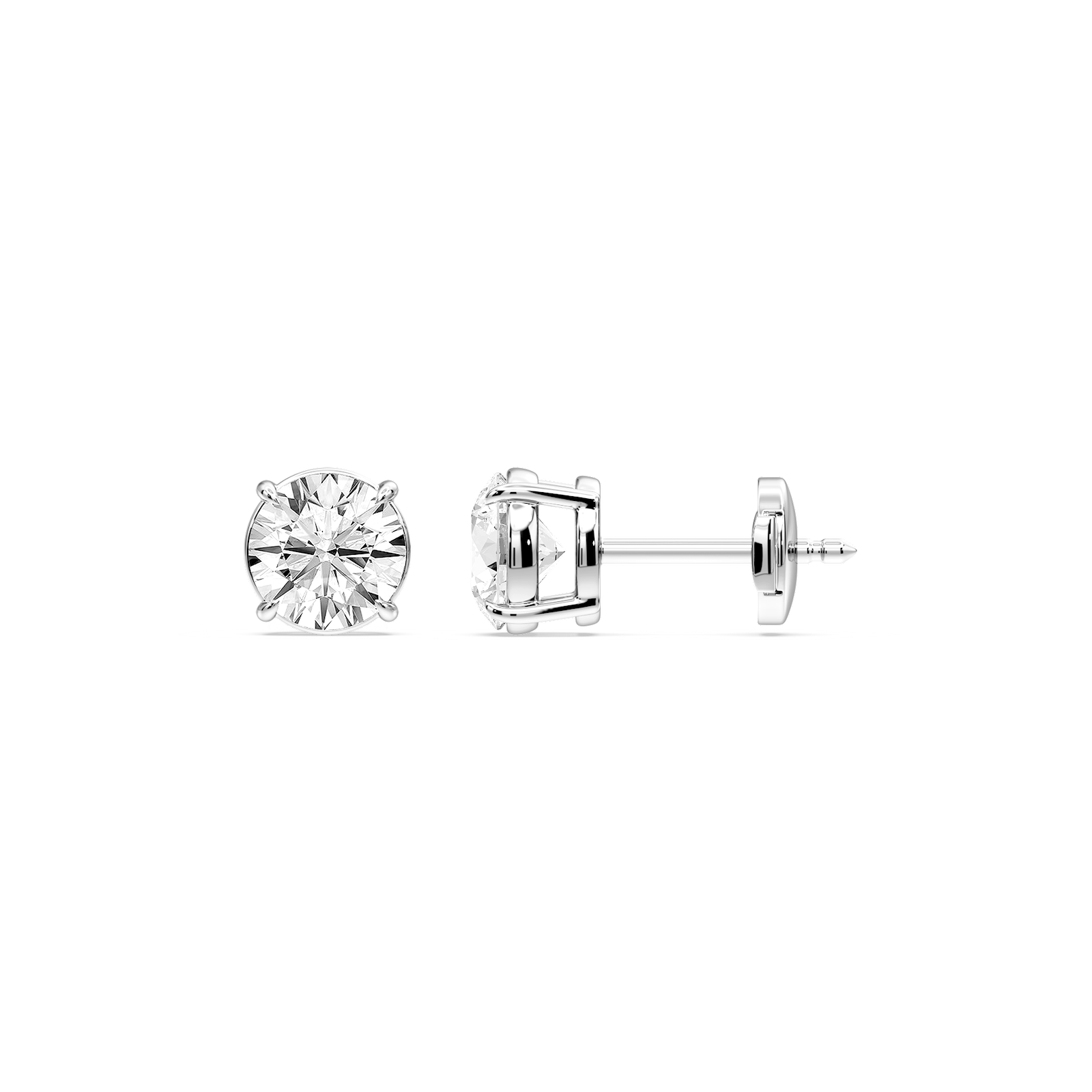 Round Certified Lab Grown Diamond Claw Prong Guardian Back Stud Earrings