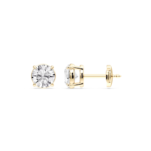 Round Certified Lab Grown Diamond Claw Prong Guardian Back Stud Earrings